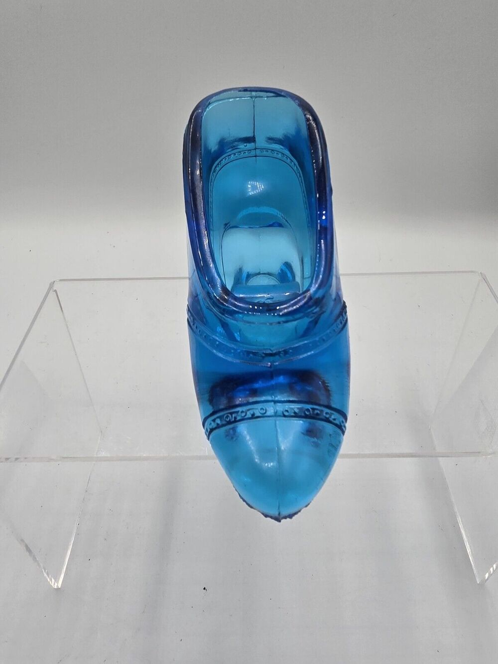 Vintage United States Glass Company Slipper Shoe Blue Figurine
